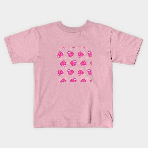 Pink hearts pattern Kids T-Shirt by Fadmel